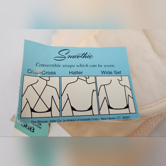 ♥️ NWT VINTAGE STRAPLESS PUSH-UP BRA BY SMOOTHIE - 36B - BLUSH ♥️ - Picture 12 of 12